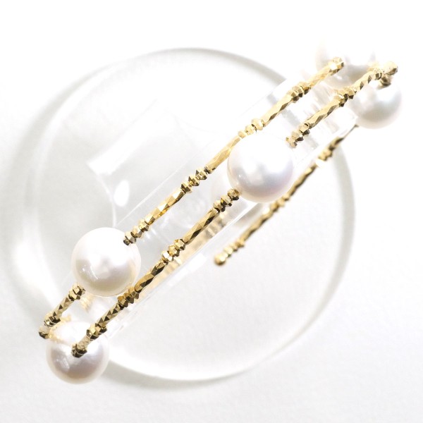 K18 18金 YG イエローゴールド ブレスレット アコヤ真珠 カード鑑別書 ジュエリー 中古 61,050円