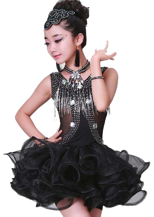120 130 140 150 160 170 子供 ワンピース ラテンダンス衣装 フリンジ スパンコール クラーデション コスチューム キッズ 社交ダンス ダンス服 ストレッチ 女の子