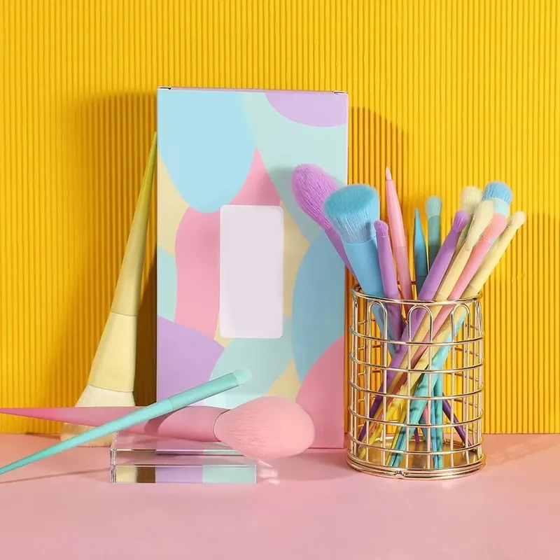 17個メイクブラシセットコンシーラーブラシブラシ赤面ブラシアイシャドウファンデーションブラシ女性用プロカラフルソフトメイクブラシツール