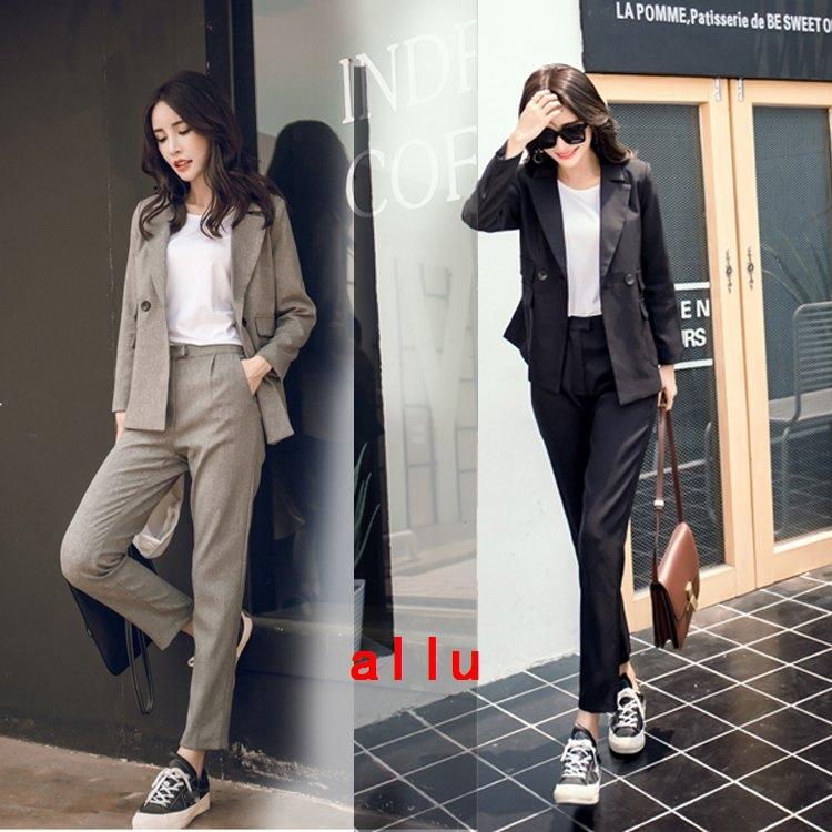 レディーススーツ ビジネススーツ 2点セット セットアップ パンツスーツ キャリア フォーマルスーツ 通勤 就活 事務服 オフィス 卒業式 ロング丈パンツ 5,295円