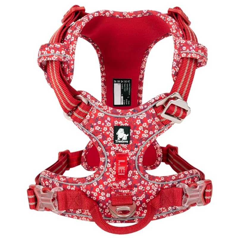 cocomall 2020新型 犬用ハーネス 犬用胴輪 ドッグ ペット用品 ハーネス 3M反射材料 訓練 ナイロン製 小型犬中型犬大型犬に向け 通気性 調節可能 (S, 2021 Poppy Re