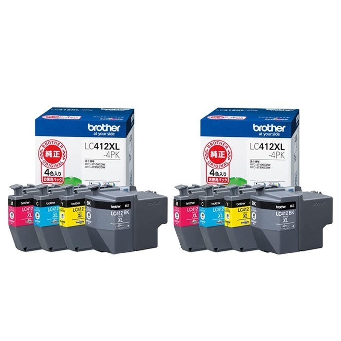 【2個セット】純正品 インクカートリッジ 4色パック2個セット LC412XL-4PK-2SET