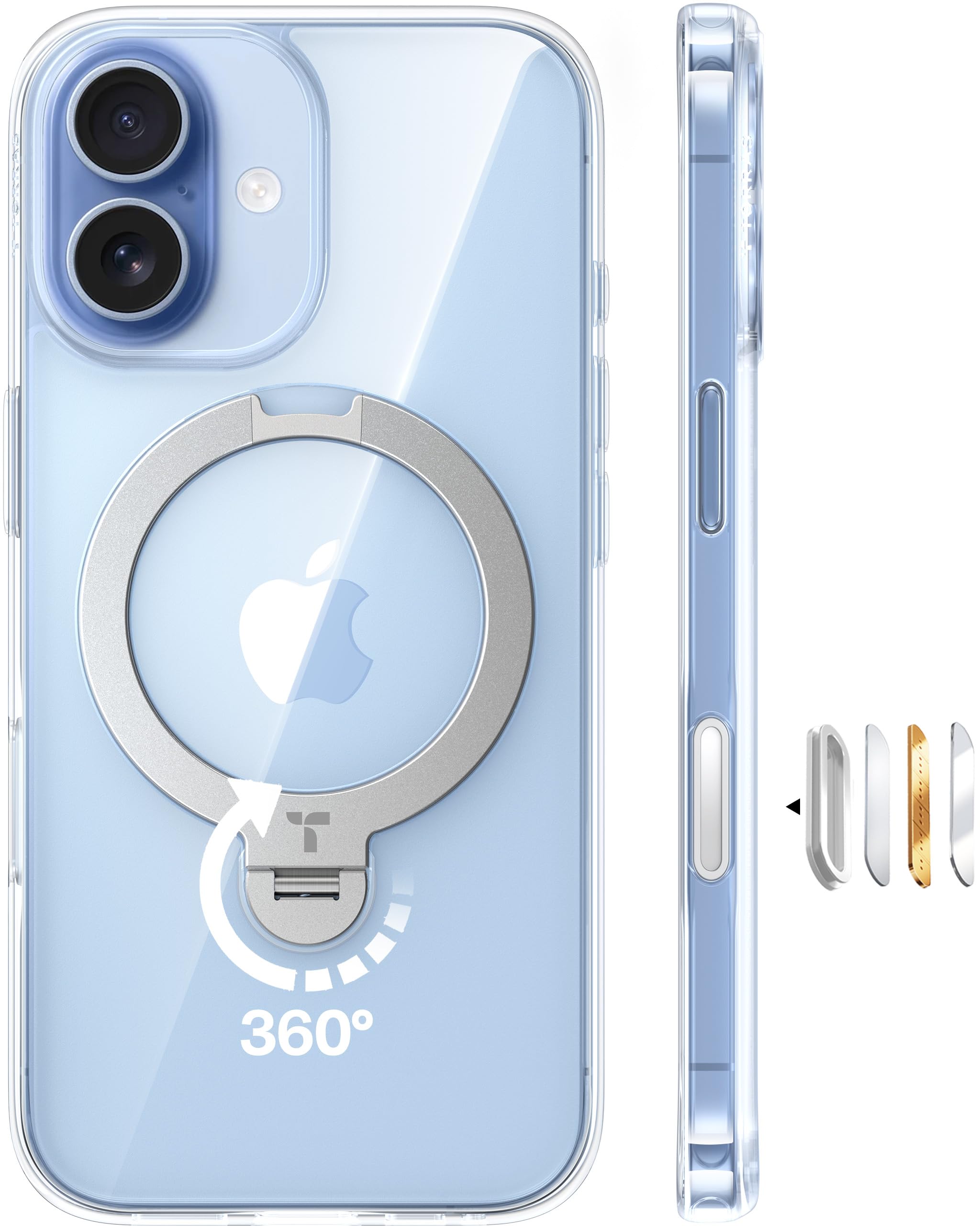 TORRAS iPhone 17 用 ケース【多機能一体・360新定点回転スタント】 Magsafe対応 【Ostand Q3 Spin】高耐久性 耐衝撃 センマイ式スタント リンク 縦横両