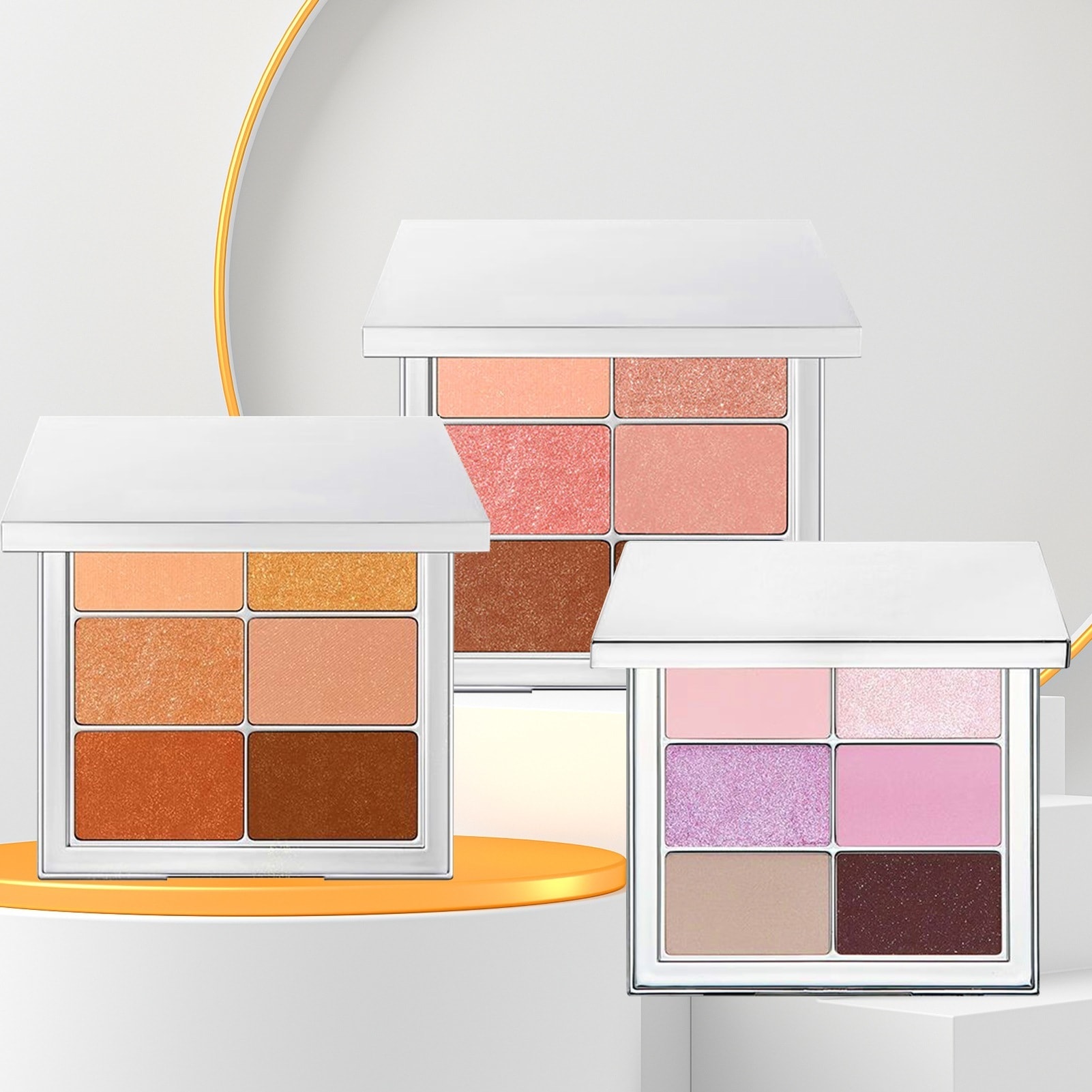 韓国 コスメ/六色アイシャドウパレット/ハイライトと輪郭を描くパレット/マットな微ラメで色を明るく/ロングラスティング/微粒ラメで輪郭を明るく