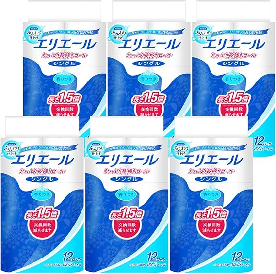 エリエール トイレットペーパー たっぷり長持ち 82.5m×72ロール(12ロール×6