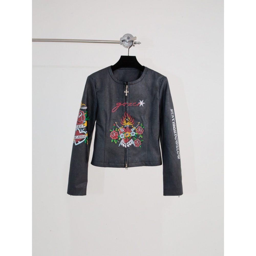 GOZER オン/オフタトゥーフェイクレザージップアップ