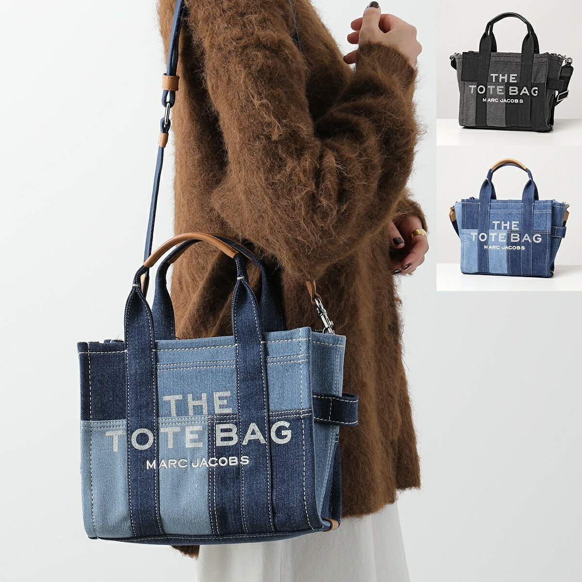 MARC JACOBS マークジェイコブス トートバッグ THE DENIM MINI TOTE BAG H016M06FA21 レディース ショルダーバッグ ロゴ刺繍 鞄 カラー2色