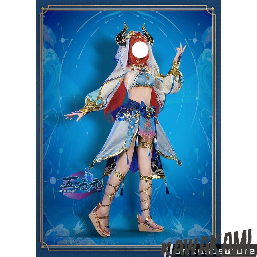 五次元　基萌　原神　コスプレ　ニィロウ　衣装　 いしょう ウイッグ　靴　1320