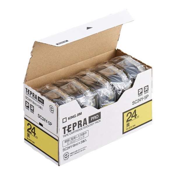 SC24Y-5P テプラPROテープエコパック 24mm 黄 5個入