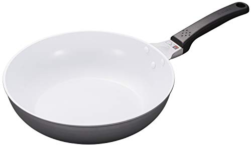 京セラ フッ素 不使用 炒め鍋 フライパン 深型 28cm IH 対応 セラミック 加工 焦げ付きにくい 油使用 中火以下 セラブリッド マットグレー CF-28FB-WMGY