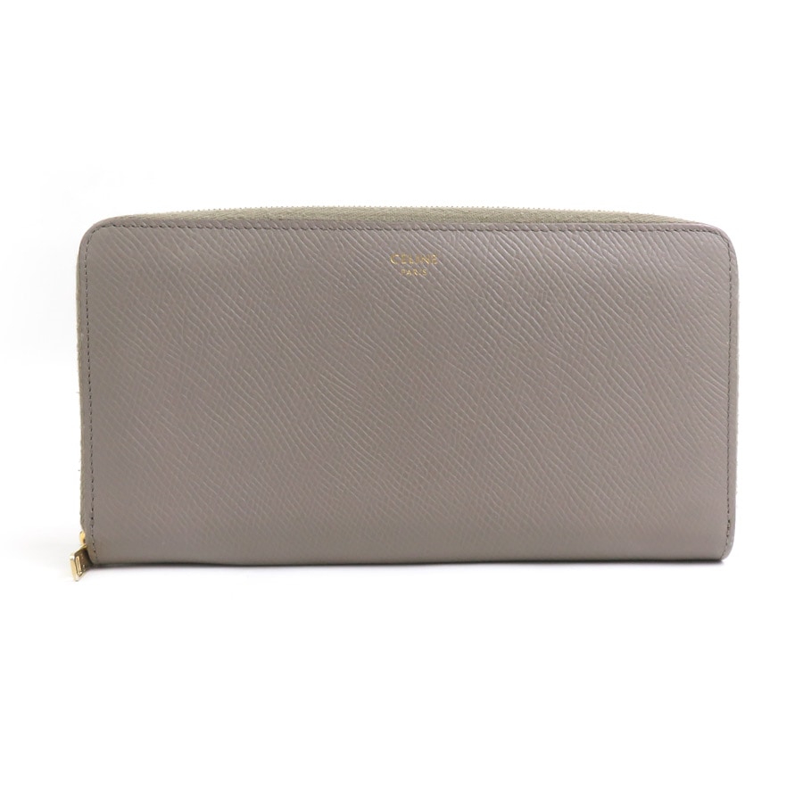 セリーヌ CELINE ラウンドファスナー長財布 レザー グレージュ レディース h30819a