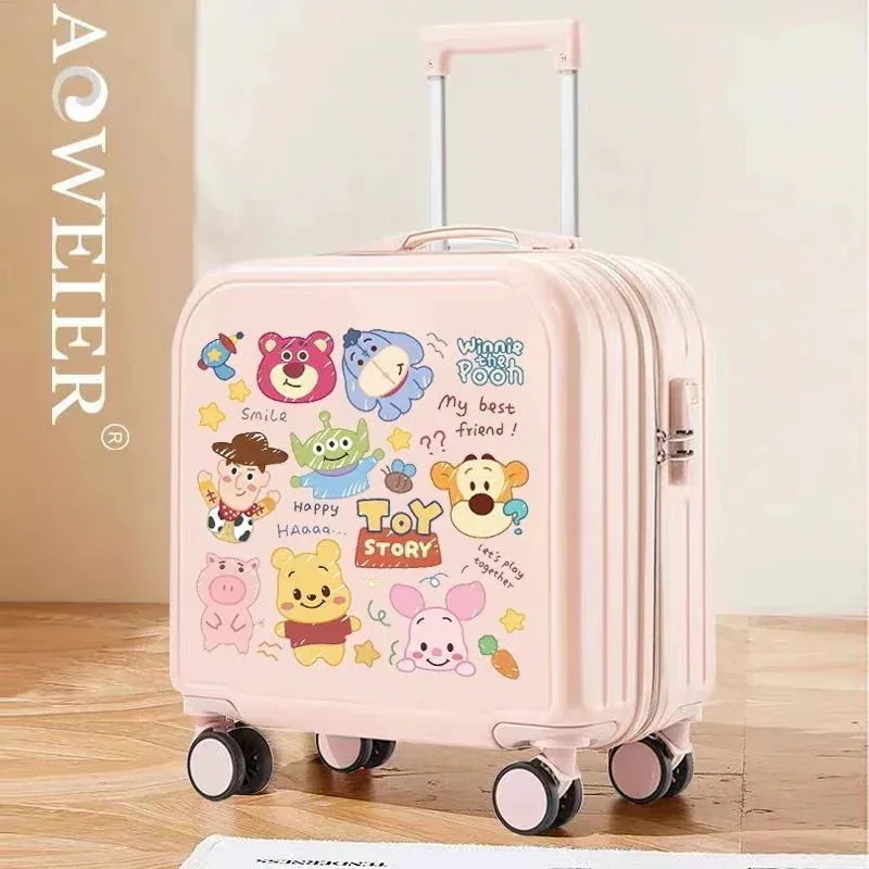 新しい18インチ子供スーツケース女の子小型軽量20インチ搭乗スーツケース学生漫画スーツケースパスワードボックス