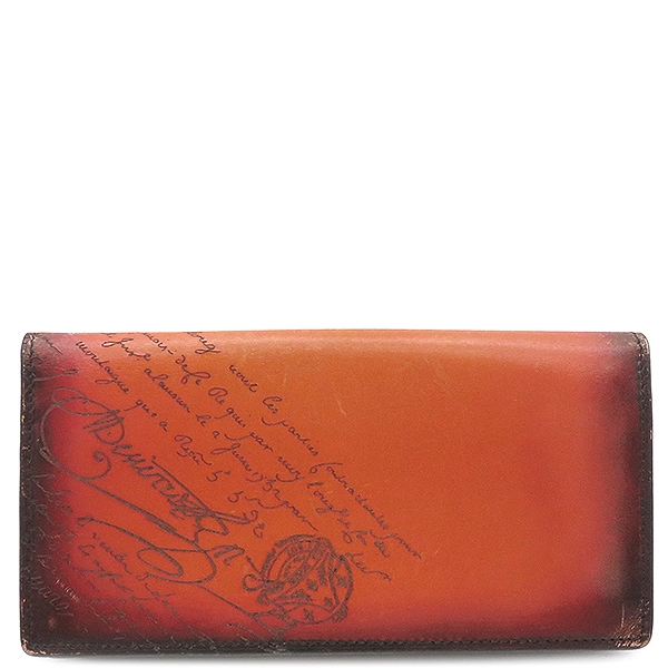 ベルルッティ BERLUTI 長財布 サンタル ジップロングウォレット ヴェネチア スクリットレザー テラコッタ シルバー金具 二つ折り 茶 オレンジ 【箱】【中古】