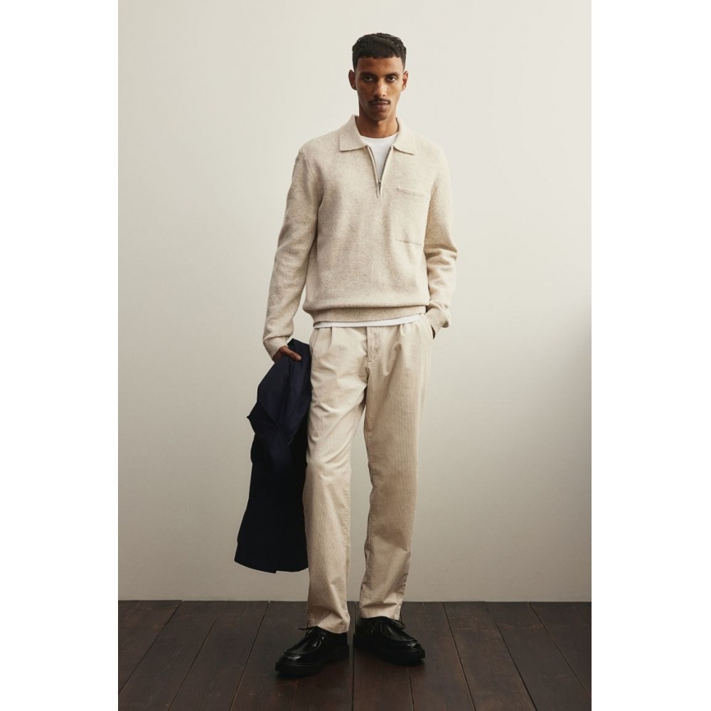 H&M ジップトップセーターレギュラーフィットライトベージュメランジ