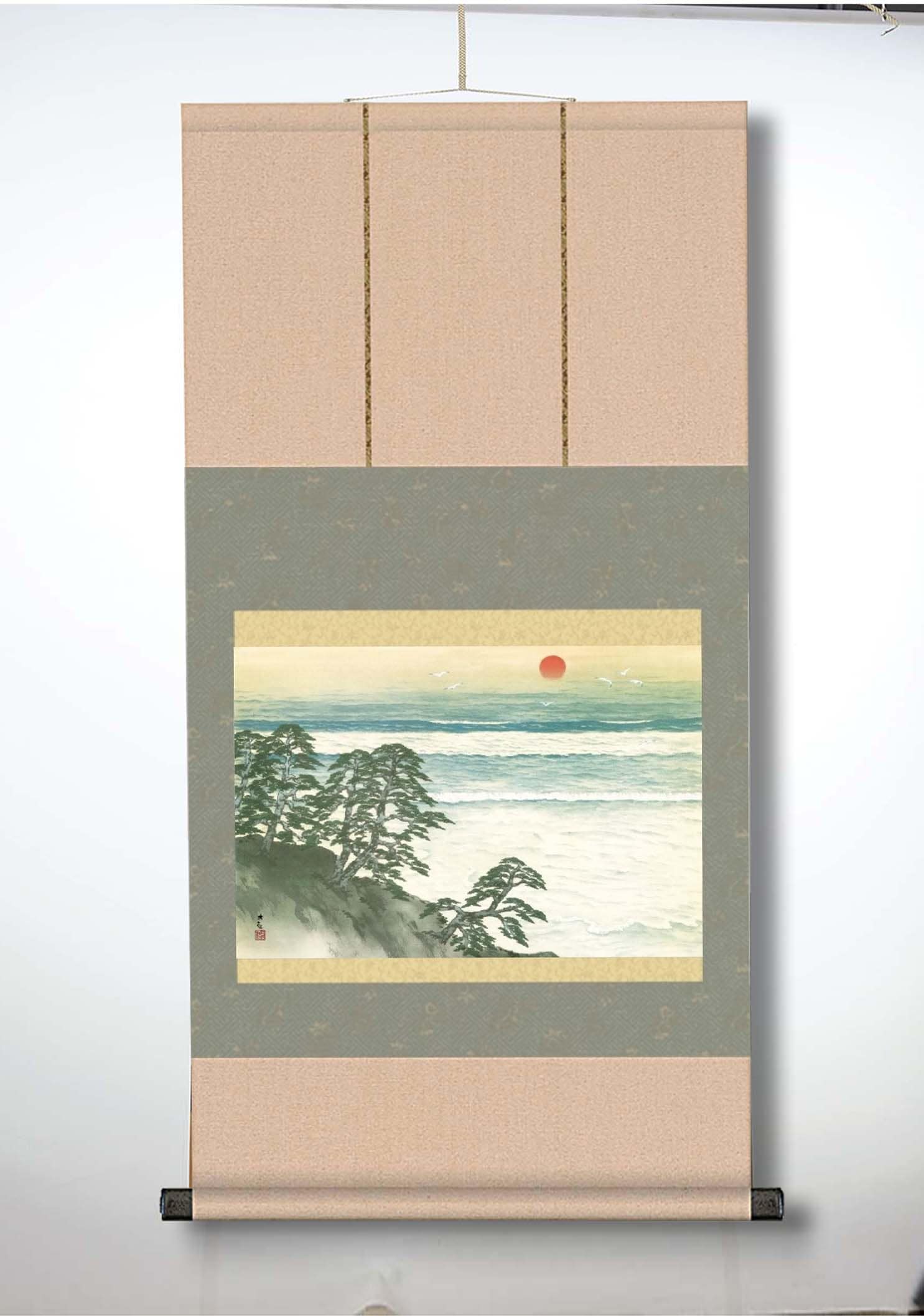 横山大観　霊峰富士掛軸(尺三)　海暾