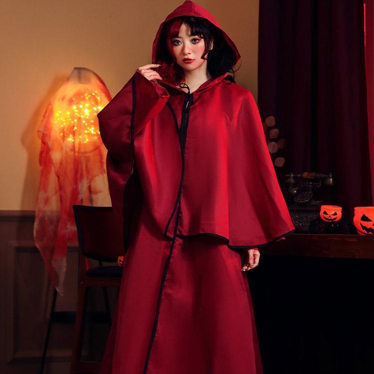 【新タイプ追加】ハロウィン エジプト 吸血鬼 女王様 中世ヨーロッパ貴族 魔女 悪魔 レディース バンパイア ハロウィン衣装 女性用 巫女 フード付きワンピース コスチューム