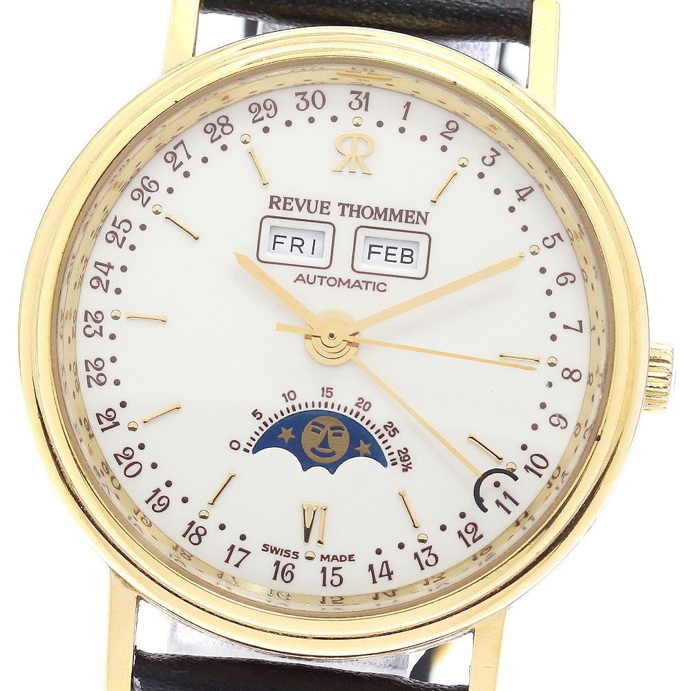 レビュートーメン REVUE THOMMEN トリプルカレンダー ムーンフェイズ 自動巻き メンズ _902354【中古】