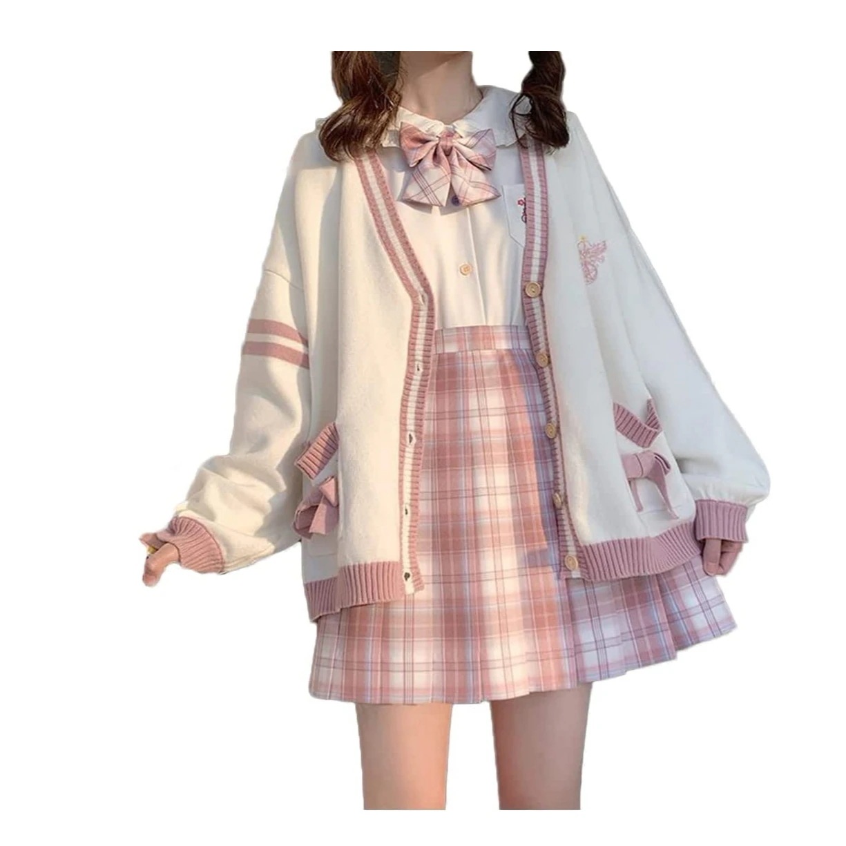 スクールカーディガン ミニスカート 制服 無地 女の子 JK制服 フォーマル 4点