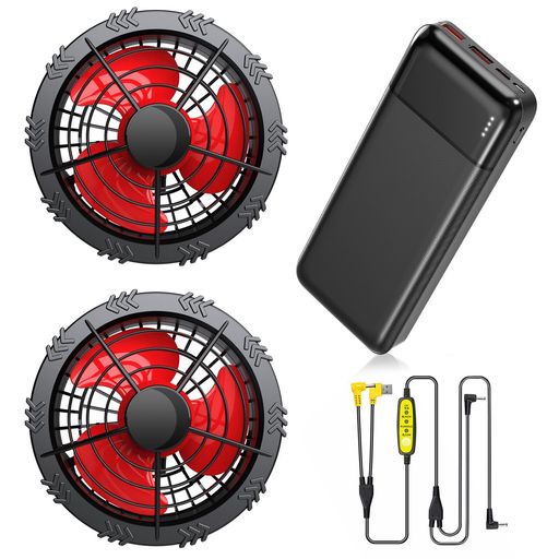 空調作業服 ファンバッテリーセット 2025年新登場 12V高出力ファン 40000MAH大容量バッテリー付き 強力冷却 3段階風力調節 暴風作り 作業服専用 バッテリー セット 空調ベスト/空冷ウェ