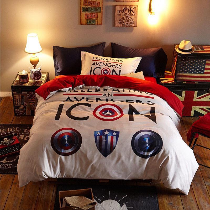 家紡漫威アメリカ隊長四点セット綿綿綿単アニメ単二人デジタルプリント