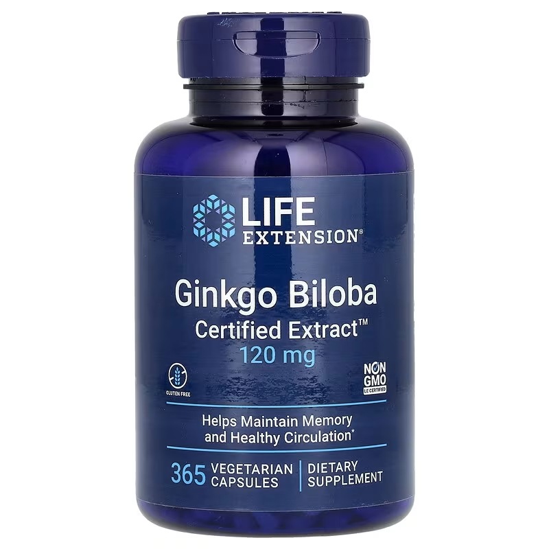 Ginkgo Biloba Certified Extract(イチョウ認定エキス) 120mg ベジカプセル 365粒