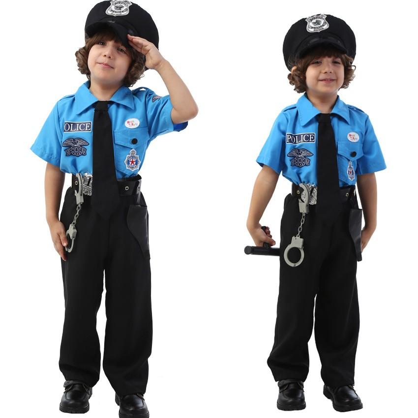 【一部分3日内出荷】警察官 子供 ハロウィン仮装衣装 子供衣装 6点セット フルセット COSPLAY コスプレコスチューム 幼稚園 演出服 男の子 キッズ ポリス 制服