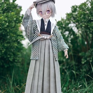 1/4 BJD ドール服 着物セット 緑鳥 MSD/MDDサイズ球体関節人形用衣装セット