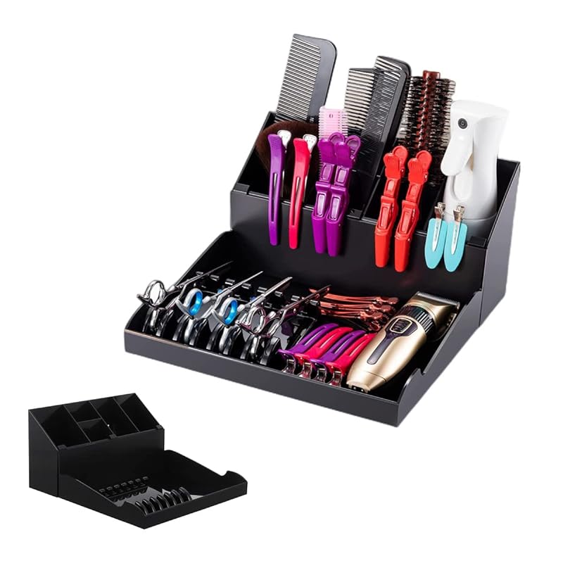 Frcolor ハサミブラシ立て シザトレー はさみ収納 ハサミ 自由収納 美髪道具収納ケース シザスタンド はさみ立て シザケース置き 美容師 理容師 セルフカット カットはさみ ヘアカットホルダー