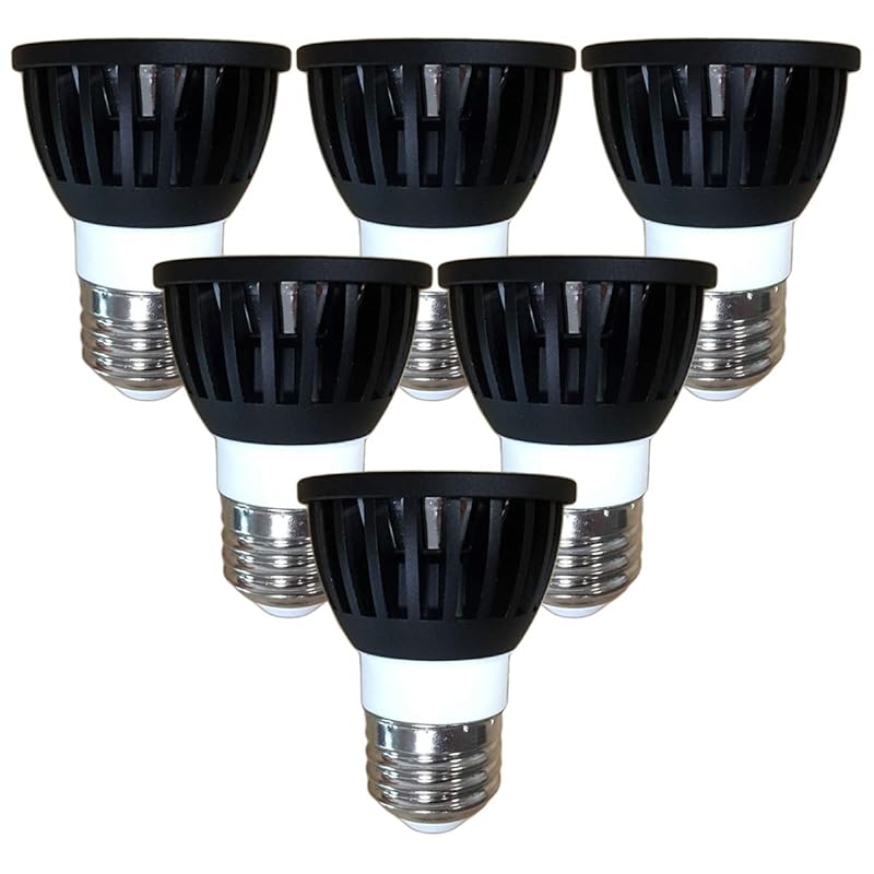 Fwaytech led電球 E26 昼白色 調光 7W LEDハロゲン電球60W75W相当 ダクトレールLEDスポットライト 密閉器具対応 6個セット (昼白色相当(5000K), 本体黒 (広角