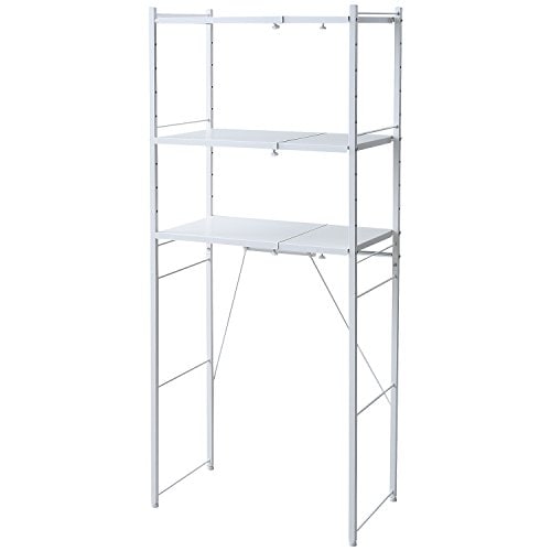 色：ホワイト サイズ：ハイ(棚板3枚) 山善(YAMAZEN) レンジラック ゴミ箱上ラック 【全体