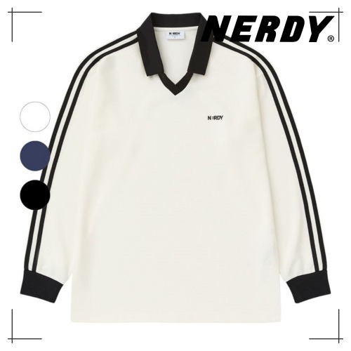 NERDY 公式正規品 クラシック NY ジャージ ロングスリーブ Tシャツ(Black/Ivory/Navy) 韓国ファッション