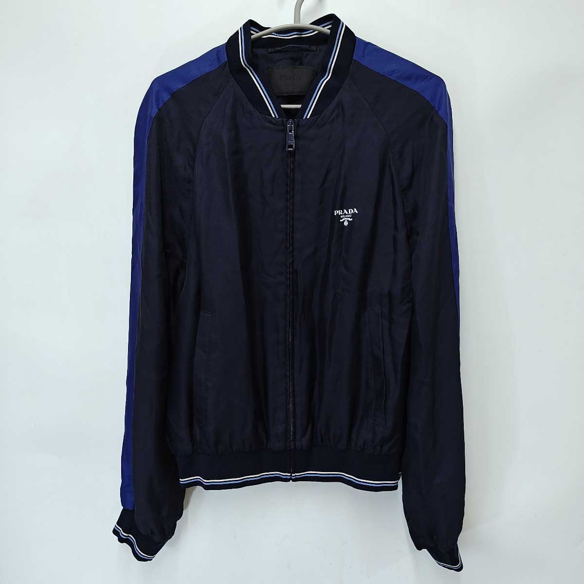 【中古】 プラダ シルク ボンバージャケット 14039 ネイビー PRADA アウター