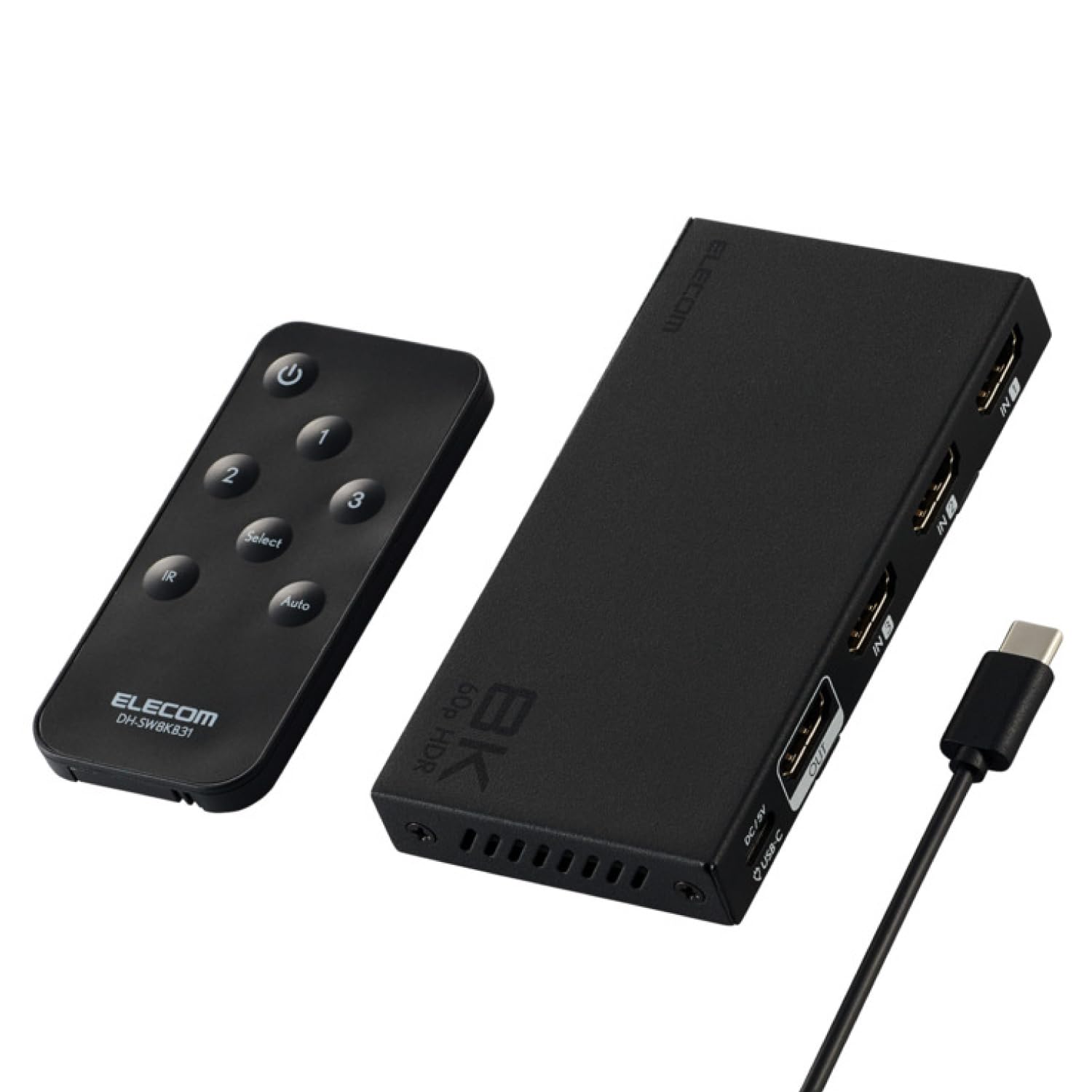 エレコム HDMI 切替器 8K 60Hz 3入力1出力 リモコン付き 【自動・手動切替が選べる】 PS5・4 / Nintendo Switch/Fire TV Stick 他 DH-SW8KB31