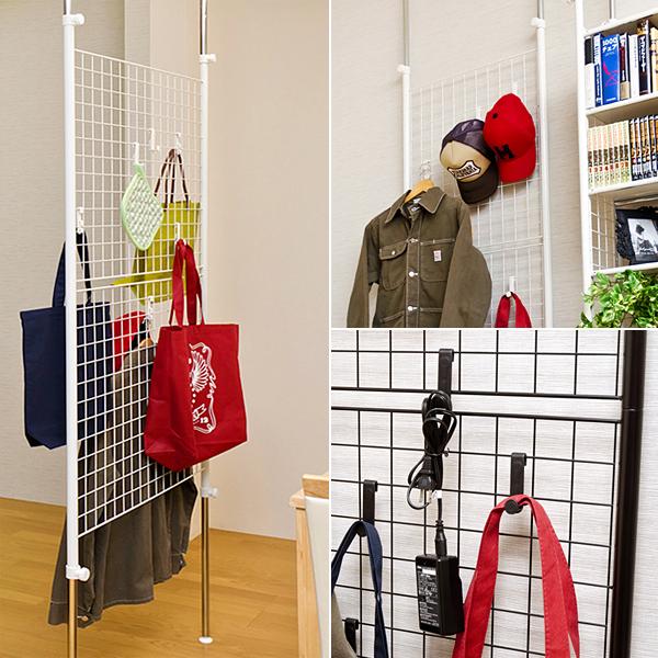 突っ張り収納 壁面収納 つっぱり 天井 床 ラック 収納ラック パーテーション パーティション 間仕切り 目隠し ディスプレイ ホワイト 白 ブラック 黒