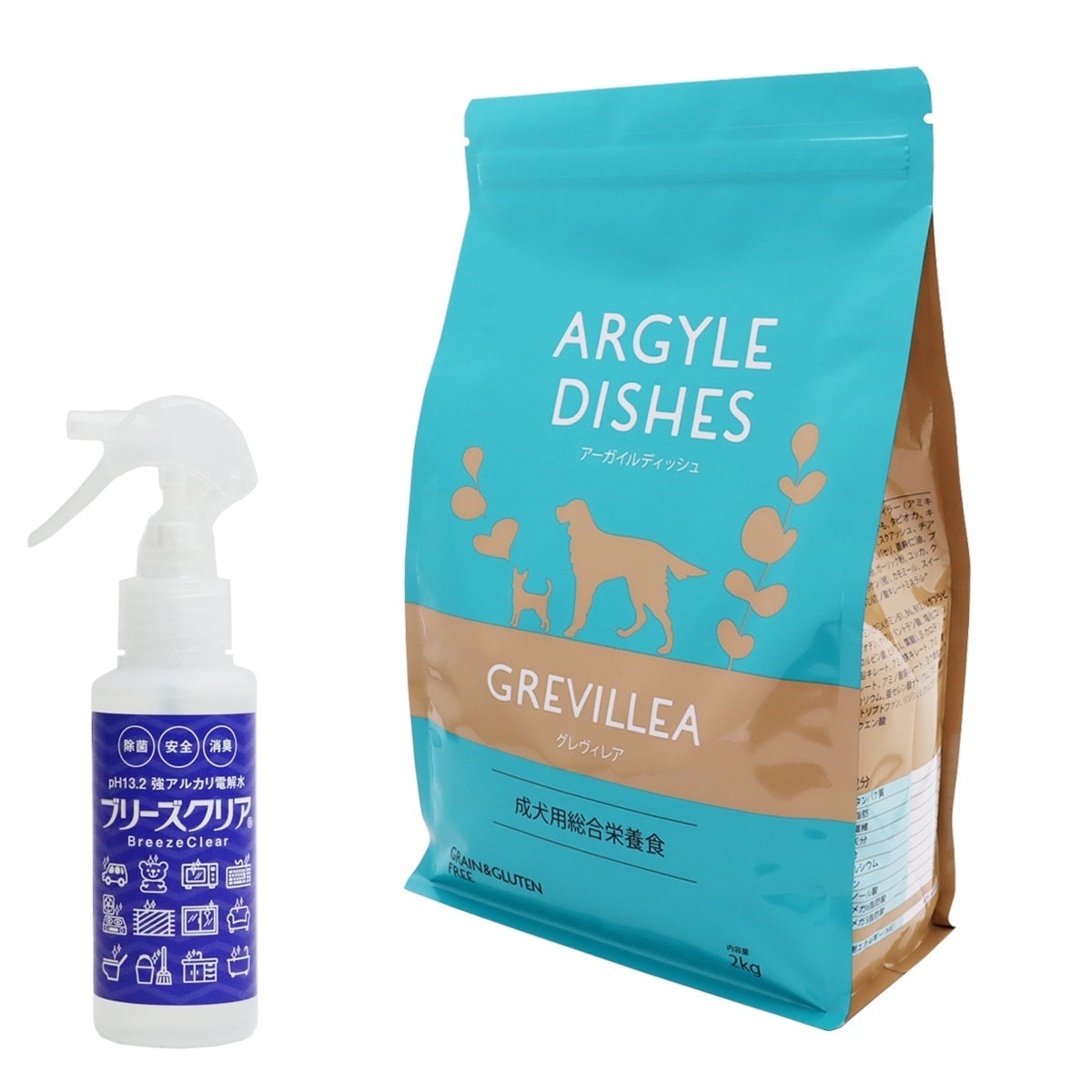 アーガイルディッシュ ドッグフード グレヴィレアアダルト 2kg【PH13.2強アルカリ電解水100ml】