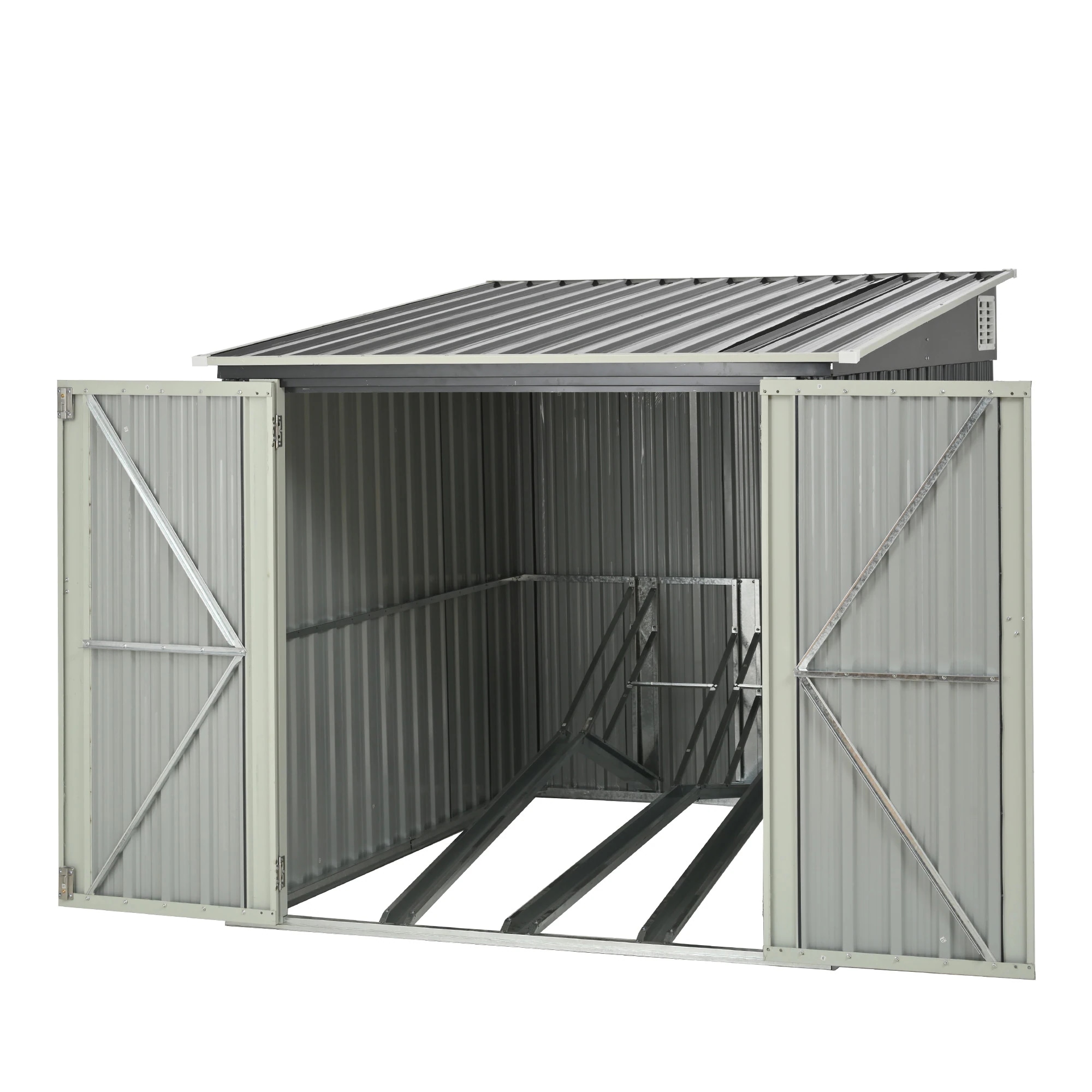 1651【スタンド搭載】自転車倉庫 3台用 物置 屋外 スチール 施錠可能 戸外収納庫 大型 収納庫 屋外物置 防さび 防水 ドア スチール物置 屋外収納 ガーデニング 庭 新作【グレー】