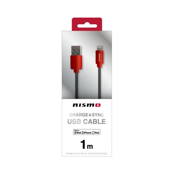 (まとめ)NISSAN 公式ライセンス品 NISMO CHARGE ＆ SYNC USB CABLE FOR IPHONE RED NMUJ-LP1RD(×2セット)