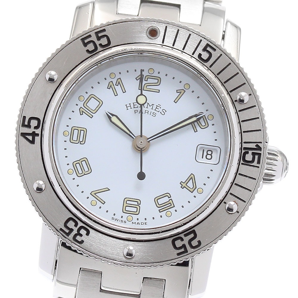 エルメス HERMES CL5.210 クリッパー ダイバー デイト クォーツ レディース _880739【中古】