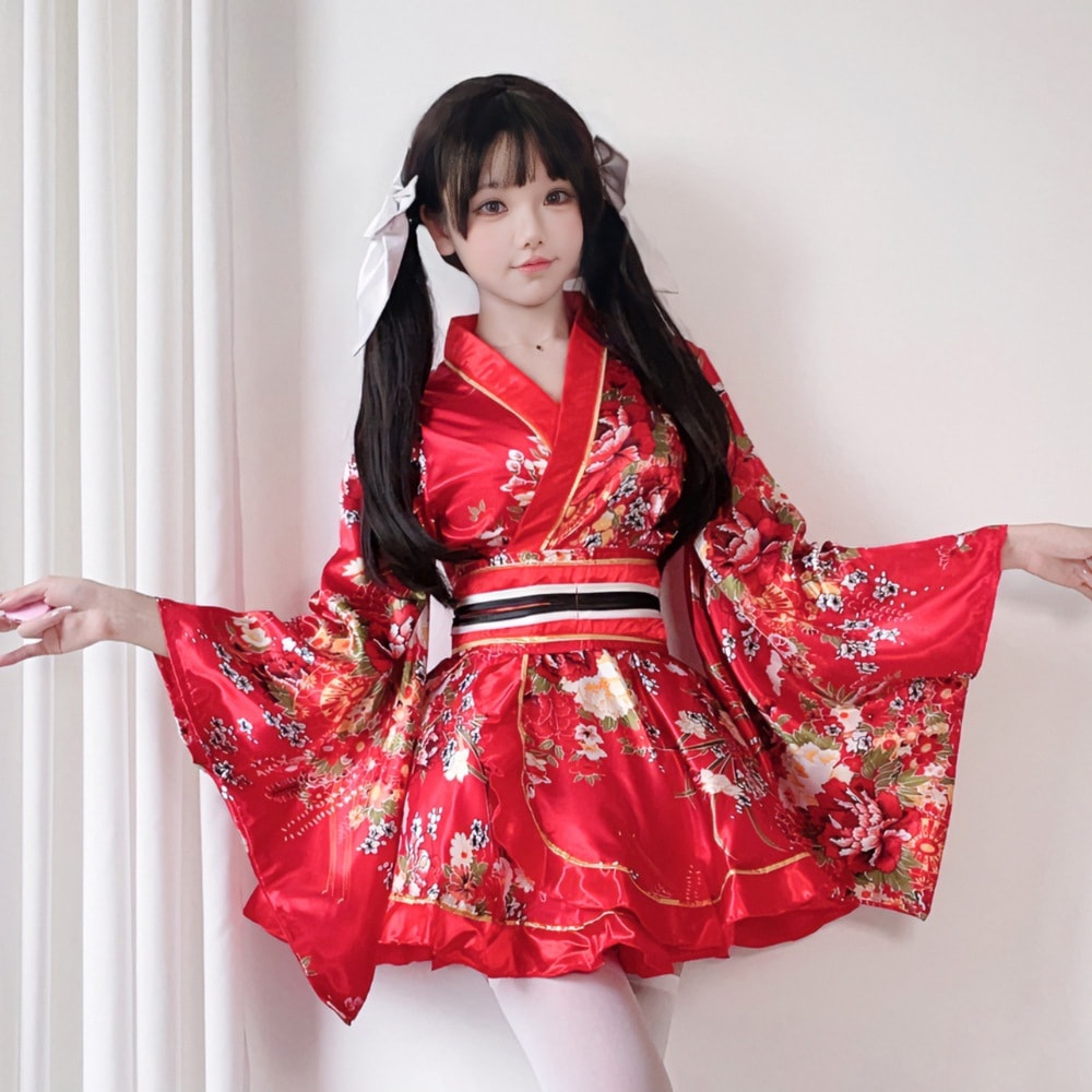 日本のフォーマルな伝統的な着物コスプレ衣装 夏 和風プリント 改良浴衣 着物 レディーススーツ
