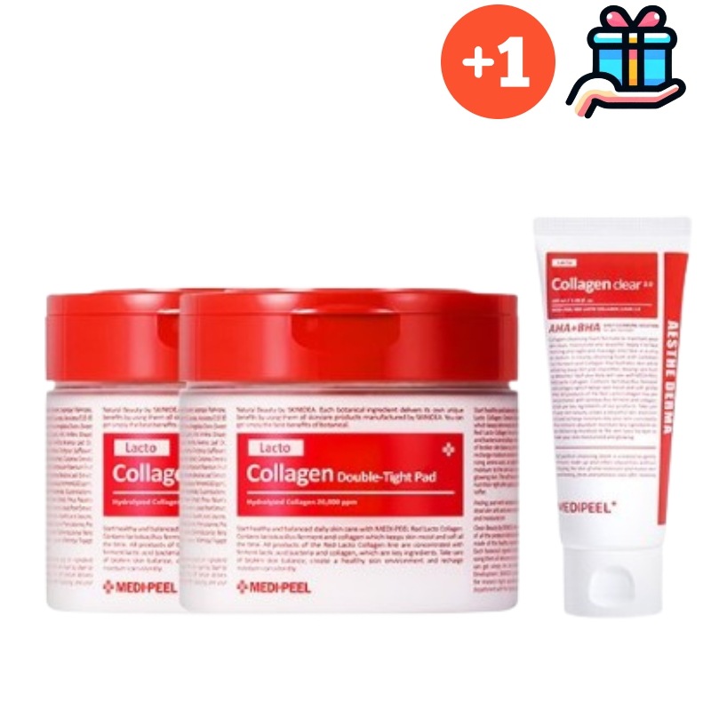 [韓国人気企画セット] レッドラクト ダブルタイト トナーパッド 2本+クリア クレンジング 洗顔フォーム 2.0 120ml 拭き取り化粧水1個 コラーゲン 大容量 毛穴縮小 水分 弾力 顔のトーン