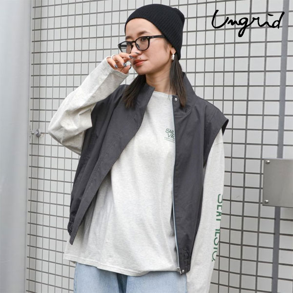 【SALE30%OFF】【即納】アングリッド ungrid トップス 24秋冬 ノースリデザインルーズベスト ライトアウター ミドル丈 ノースリーブ 112440257701