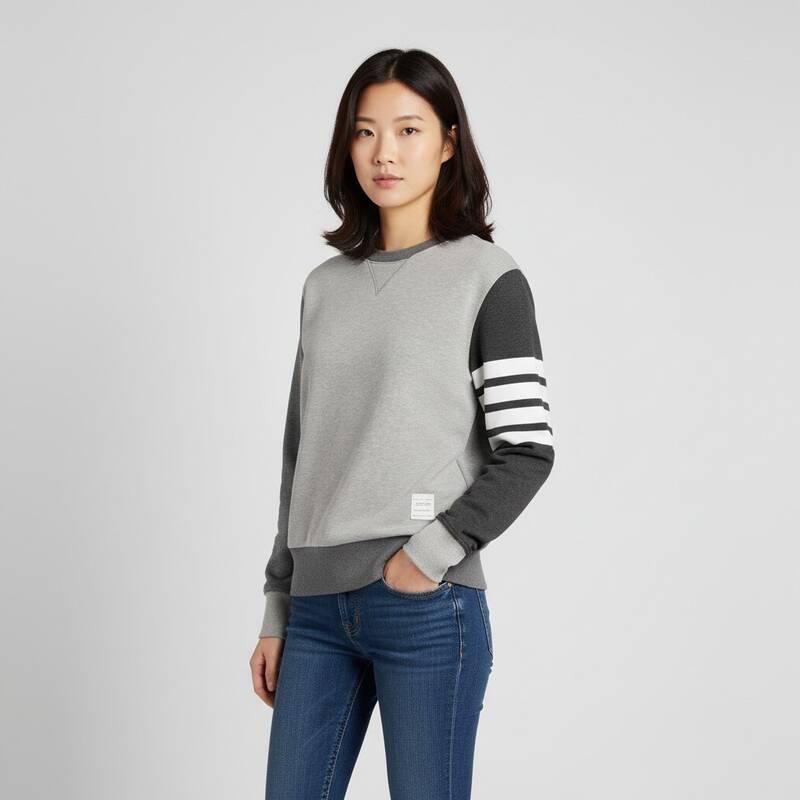 トムブラウン ファンミックス クラシック ループバック マンツーマン グレー 女性用 FJT062F 00535 982