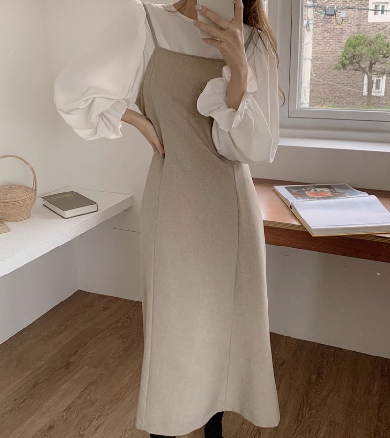 ワンピース デート モテアイテム ロングワンピース 長袖 レイヤード シャツ コットン 大人可愛い きれいめ 上品 おしゃれ かっこいい 大人可愛い ラブリー キュート ガーリー クール モード系