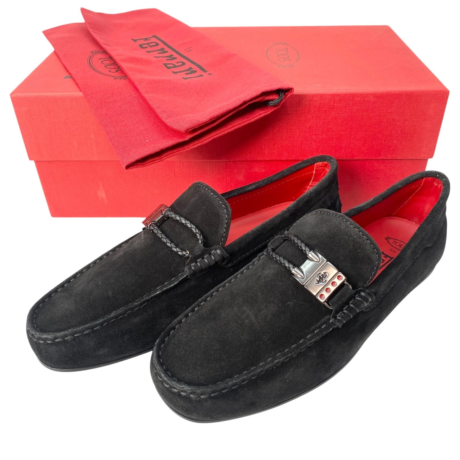 美品 トッズ TODs メンズ フェラーリコラボ ローファー シューズ XRM0LR0Y890RE0 B999