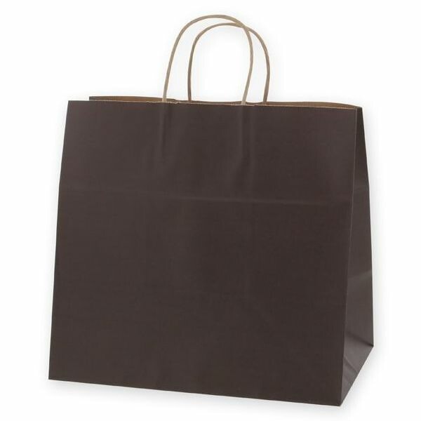 シモジマ HEIKO 手提げ紙袋 25チャームバッグ 25CB 34-1 未晒 焦茶C 50枚 幅340xマチ220x高320mm 003269406