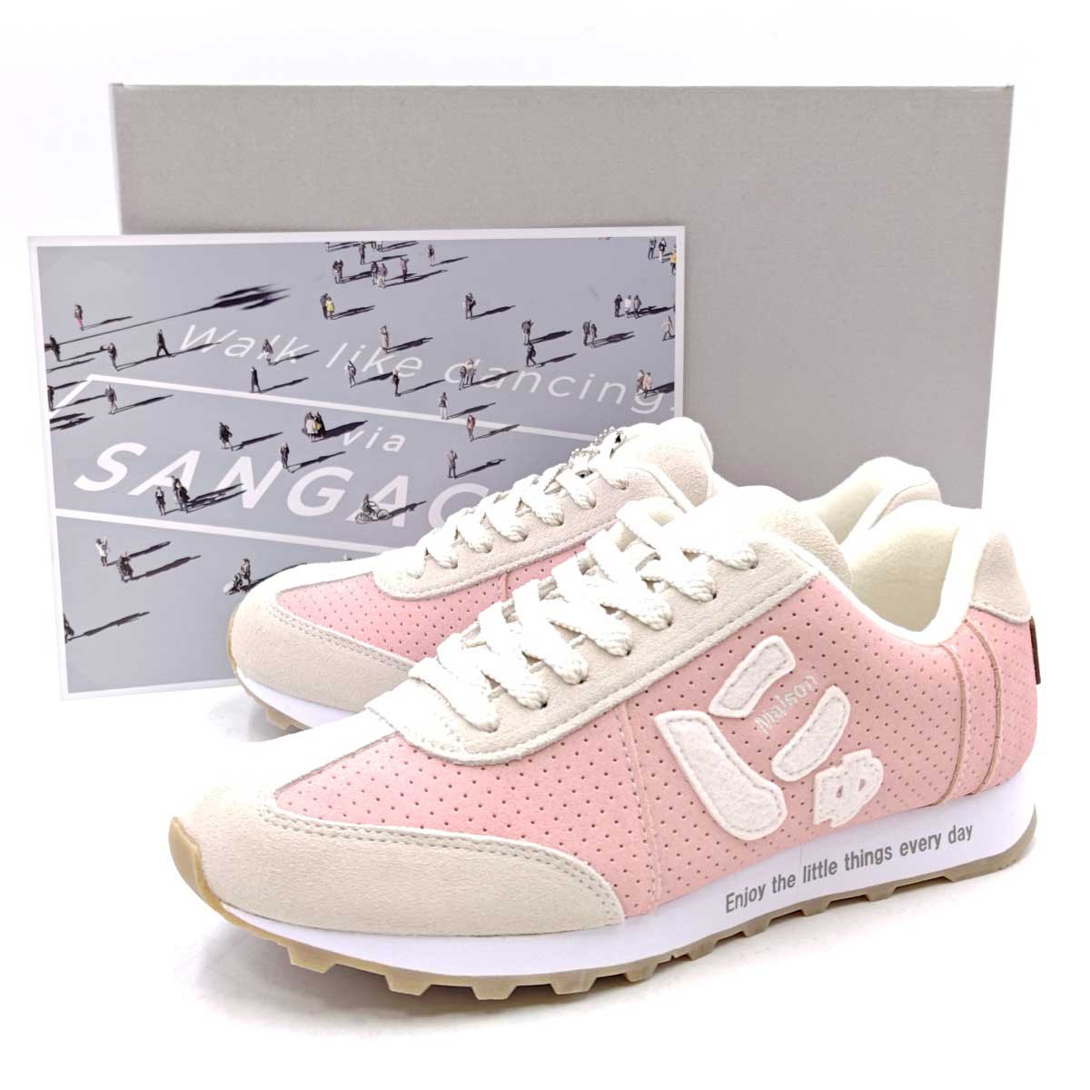 【中古・未使用品】SANGACIO サンガッチョ Wakos room イニシャルスニーカー 24.5cm ピンク W-SGC-2406-K レディース