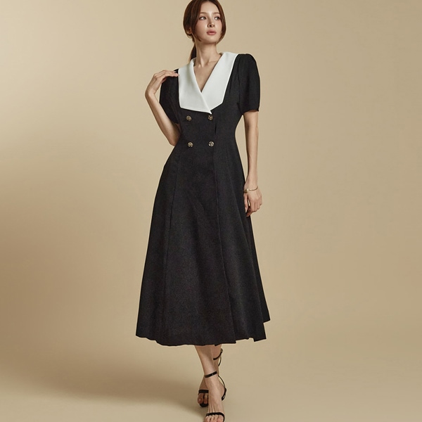 D5343 配色 カラー ワンピース