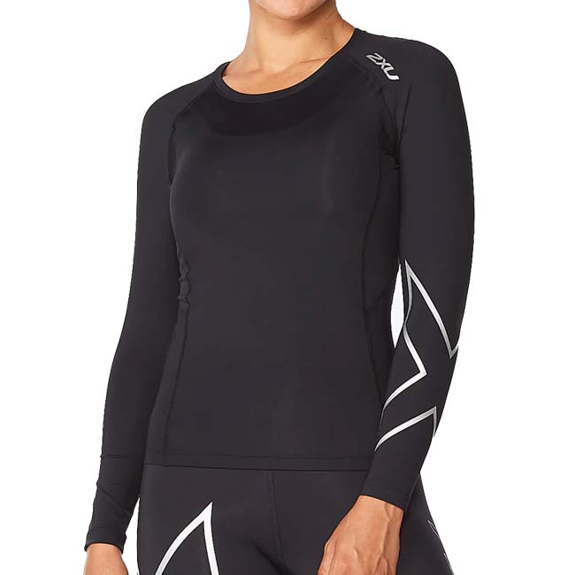 2XU(ツータイムズユー) レディース PWXコンプレッション ロングスリーブトップ WA6401A-BLKSIL ブラック×シルバー(24y12mトレーニング)