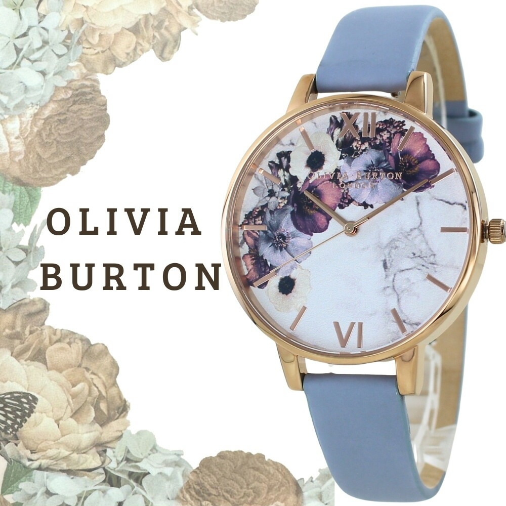 オリビアバートン 腕時計 レディース かわいいホワイト ブルー ライトブルー レザーベルト 花柄 小さい 時計 シンプル おしゃれ カジュアル ビジネス 大学生 20代 30代 40代 ご褒美 女性
