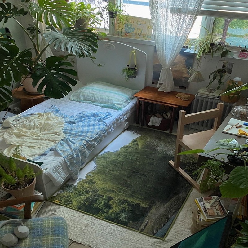 ぷらっふぃーあーかいぶ. 柳の写真風景ラグ韓国インテリア